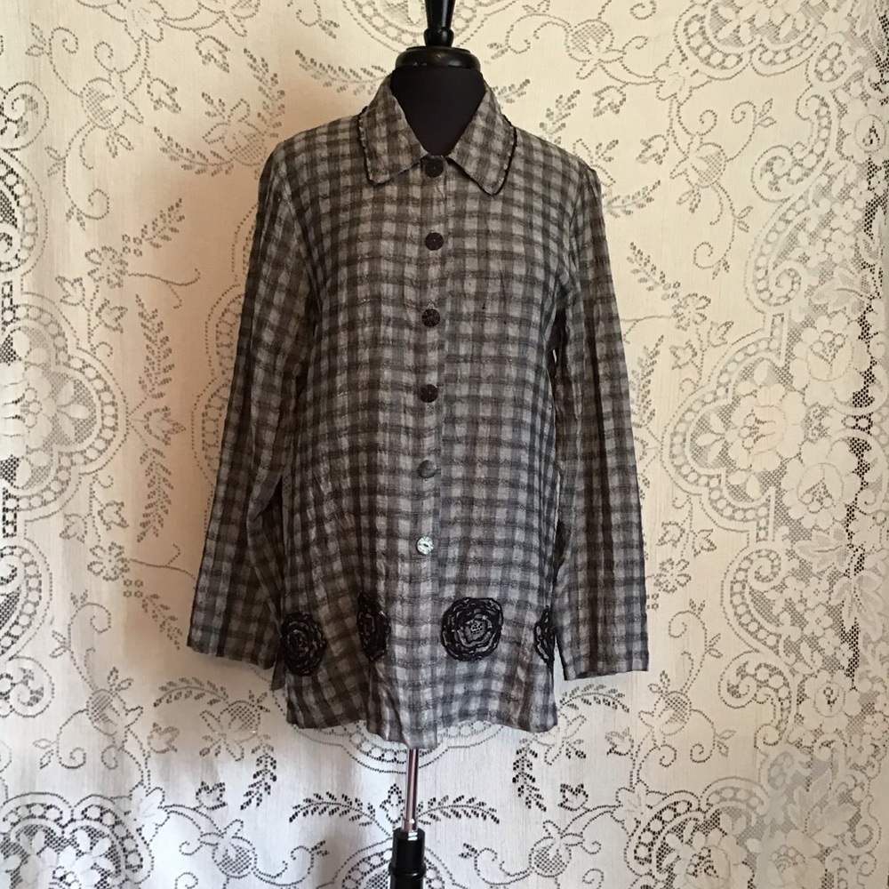 LA Blend Plaid Linen Jacket